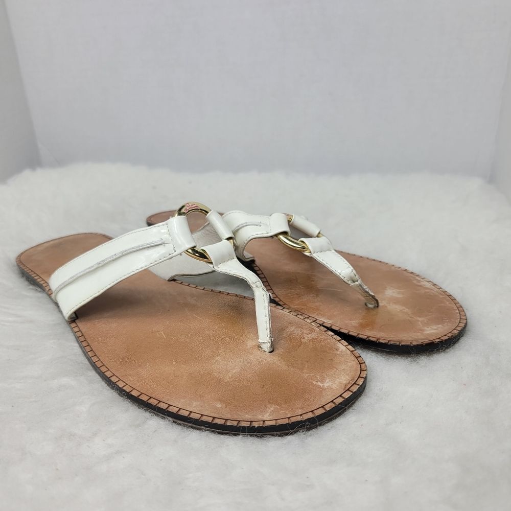 Lilly Pulitzer McKim Sandals Resort White Leather Slides  Sandals Shoes Size 7.5